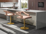 Luxury Dutch Velvet Bar Stools with Adjustable Height , Swivel Seat & Gold Metal Base 40897804