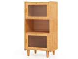 Natural Bamboo 3-Cube Storage Cabinet, Acrylic See-Through Doors & Open Compartment 74346407