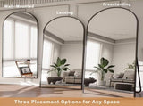71" x 30.2" Arched Large Full Length Mirror Wall Mounted Floor Mirror with Stand, Black 72082186