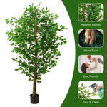 ZUN 6ft Ficus Tree Artificial, Realistic Texture Potted Faux Ficus Tree, Fake Trees Indoor Outdoor for 27073880