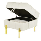 22 inches Anti-scratch Leather Storage Ottoman, Pet Friendly Entryway Bench with Golden Stainless W1191P196357