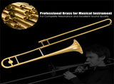 Beginner Jazz B-Flat Tenor Trombone Gold Lacquer W/ Backpack Case Cleaning Kit Gloves 21465000