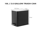 10L/2.6 Gallon Rectangular Step Trash Can Stainless Steel with Removable Inner 87283492