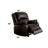 ZUN ACME Zuriel Motion Rocker Recliner, Brown Synthetic Leather LV52282