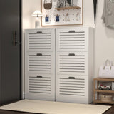 Wooden Shoe Cabinet for Entryway, White Shoe Storage Cabinet with 3 Flip Doors 20.94x9.45x43.11 inch W40935621