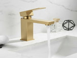 Single Handle Bathroom Faucet Lavatory Faucet Stainless Steel Single Hole-T20, Brushed GoldUnable 44171604