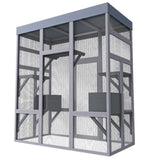 62.6" Wooden Outdoor Catio for Cats, Large Cat Enclosure with Waterproof Roof, 2 Napping House, W773P315772