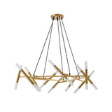 Golden Modern Chandelier Light Fixture, Branch Design with Frosted Tubes, Black Cords, Adjustable W1340P233169