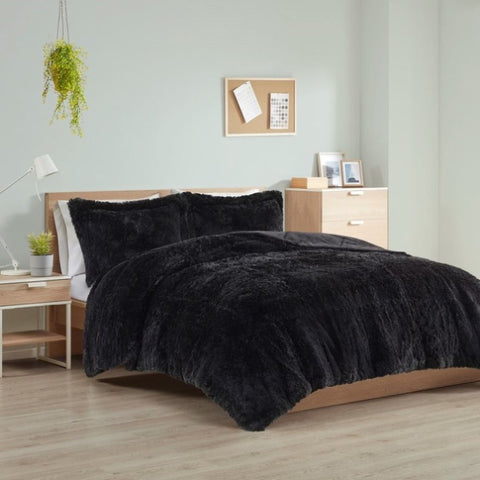 ZUN King/Cal King Shaggy Long Fur Comforter Mini Set B03595935