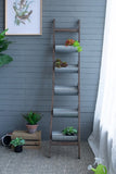 Farmhouse Foldable Reed Galvanized and Wood Ladder Planter 14.2" x 7.5" x 70.9" W2078P322239