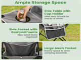 Oversized Foldable Camping Chair with Side Table & Cup Holder, 330 LBS Capacity for Outdoor Use-Gray 11091693