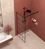 ZUN Framed Glass Shower Screen 34" Width x 72"Height with 1/4" 6mm Silk-printing Tempered Glass, black W1675P165023