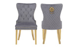 Simba Gold 2 Piece Dinning Chair Finish with Velvet Fabric in Dark Gray 659436250550