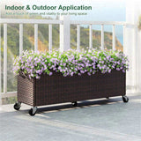 Mobile Elevated Planter - 5 Smooth Casters, Soil Leak-Proof Liner, 132lbs Load, Balcony/Patio/Living 63242595