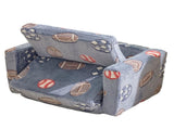 Kids Foldable Sofa Bed with Night Glow 2-in-1 Convertible Childrens Lounge Chair, Soft Flannel 76699199