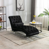 COOMORE Velvet Chaise Lounge Indoor,Button-Tufted Upholstered Chaise Lounge Chair with Pillow for W39538681