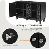 ZUN U-Can Modern Mirrored TV Stand for TV up to 55 Inches, Entertainment Center Solid Wood Legs, Metal N724P198519B