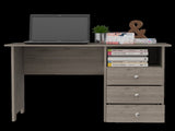 Computer Desk with Open Storage Shelf and 3-Drawers, Light Gray B097132887