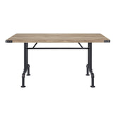 Oak and Sandy Black Dining Table with Metal Leg B062P209308