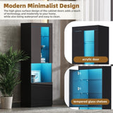 ON-TREND High Gloss Storage Cabinet with LED Lights, 67" Tall Pantry Cabinet with Acrylic Door, N721P192842B
