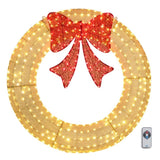 60in Pre-Lit Outdoor Christmas Wreath Decoration, LED Metal Holiday Decor for Home Exterior, Garden 49439263