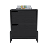 Nightstand with 2-Drawers, End Table with Sturdy Base, Black B097120606