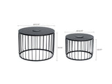 2-Pack Solar Powered Nesting Side Table Set, Modern Round End Tables with Solar LED Lights, Metal 52310929