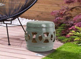 Green 14" x 17" Glazed Outdoor Garden Double-Coin Knotted Ring Design Ceramic Decorative 58217331