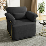 360 Degree Square Swivel Accent Sofa Chair,Fluffy Fabric Lounge Wide Upholstered Reading Chair with W2012P319073