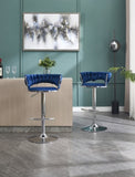 Set of 2 Bar Stools,with Chrome Footrest and Base Swivel Height Adjustable Mechanical Lifting Velvet W1249P247741