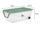 Extra-Large Wheeled Rugged Storage Bin, 160 Quart Durable Clear Storage Container with Latching Lid 02211701