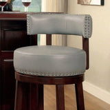 ZUN Sherly Set of 2 Bar stool 30" Swivel Stool Dark Oak Solid wood Dark Gray Leatherette Chairs Dining B01152174