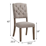 Beige and Weathered Oak Tufted Back Side Chairs B062P182708