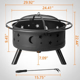 ZUN 30IN Metal Fire Pit Black 80392062