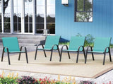 Turquoise 2 Pack Stackable Patio Dining, Ergonomic Steel Frame Breathable Fabric Outdoor 85167863