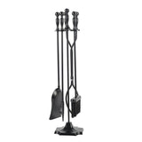 ZUN 5 Pcs Iron Fireplace Tools Set,7.28L x 7.28 Wx 31.9H in,Black 24696461