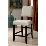 ZUN Rustic Charm Beige Linen Like Fabric 2pcs Counter Height Chairs Dining Room Furniture Nailhead Trim B011P189950