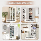 Metal Kitchen Pantry - 72" Tall Storage with 5 Adjustable Shelves, White Freestanding T2398P350189