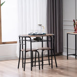 ZUN Fire Wood PVC Black Paint Breakfast Table for Couples with Curved Back 37100463