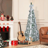 Artificial 6ft Flock Pop Up Christmas Tree with 150 lights,36 balls,6 ribbon, 1 large bow,18 05545034