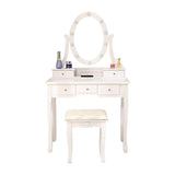 ZUN Makeup Vanity Desk and Stool Set, Vanity Mirror with Lights and Table Set, Small Vanity Table for W2837P197835