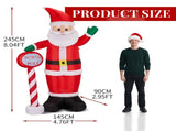 Lighted Christmas Inflatable, Inflatable Santa with North Pole Road Sign, Blow Up Yard 99167752