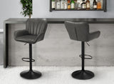 Barstool, Set Of 2, Swivel, Adjustable, Bar Height, Counter Height, Kitchen, Grey Leather Look, B2710P501902