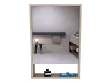 Medicine Single Door Cabinet 35" H, Two Interior Shelves, One External Shelf, Light Gray B097133127