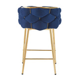 ZUN 28'' Modern Counter Stools Set of 2,Dark blue Counter Stools with iron Frame,Soft back and N780P199861B