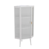 22.25'' Floor Coner Cabinet,Three Tiers with Tempered Glass Doors and Storage Shelves for Bathroom, W757P180793