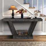 60 Inches Vintage Distressed Wood Entryway Bench with 2-Tier Solid Wood Veneer Storage Cabinet, 59018990