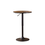 ZUN Belham Black Round Top Adjustable Height with Black Leg And Base Metal Bar Table T2574P165134