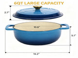 Cast iron 7.5QT cooking pot set - Gradient blue color - Includes two silicone gloves - Enamel pot 63775459