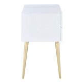 White and Gold Side Table with 2 Drawer B062P181392
